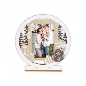Christmas "Jarbo" Wooden Round 4x6 Photo Frame